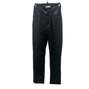 Abercrombie & Fitch Womens 90s Straight Ultra High Rise Faux Leather Pants Black